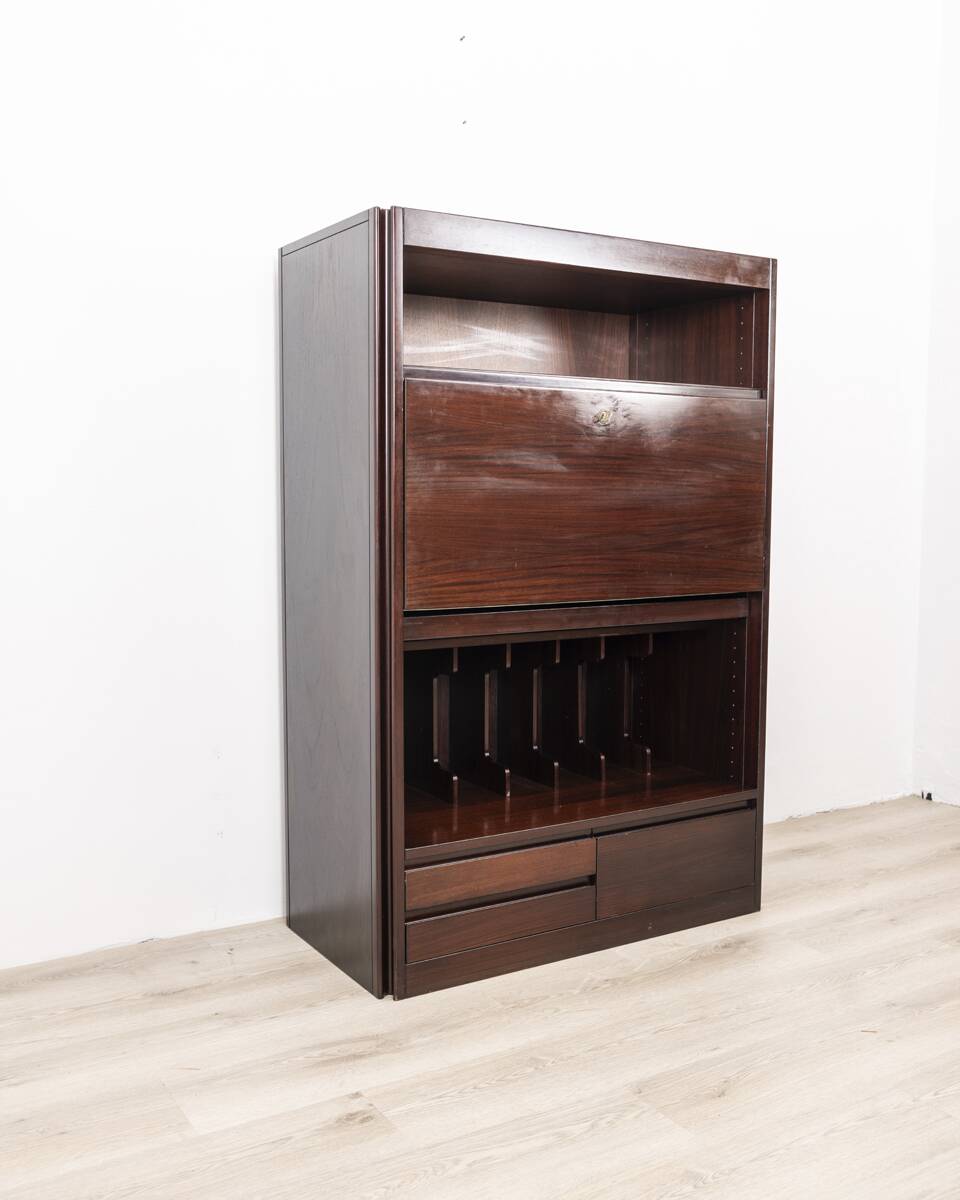 Vintage 60's highboard sideboard in wooden mangiarotti design for molteni