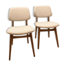 Paire de chaises scandinaves gris clair rénovées