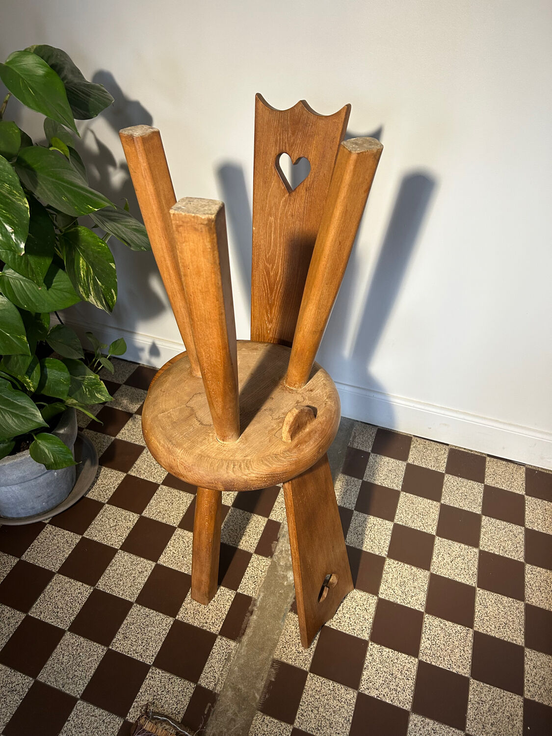 Pair of vintage chalet chairs in solid oak