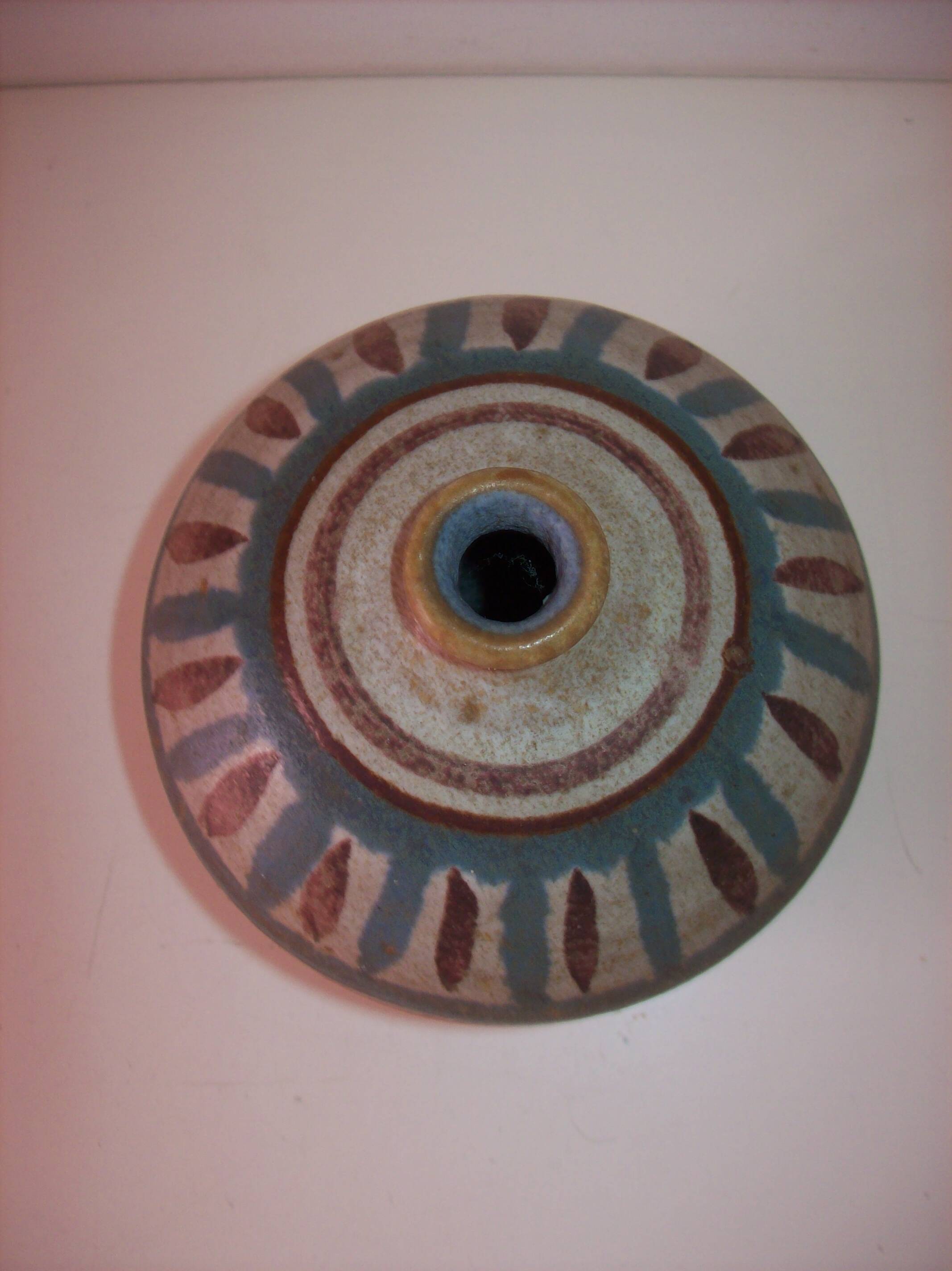Vase boule en grès vintage signé Kamini
