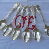 Ensemble de 6 cuillères à soupe plaquées argent Ercuis 84, France, style Art Nouveau| Louis XV