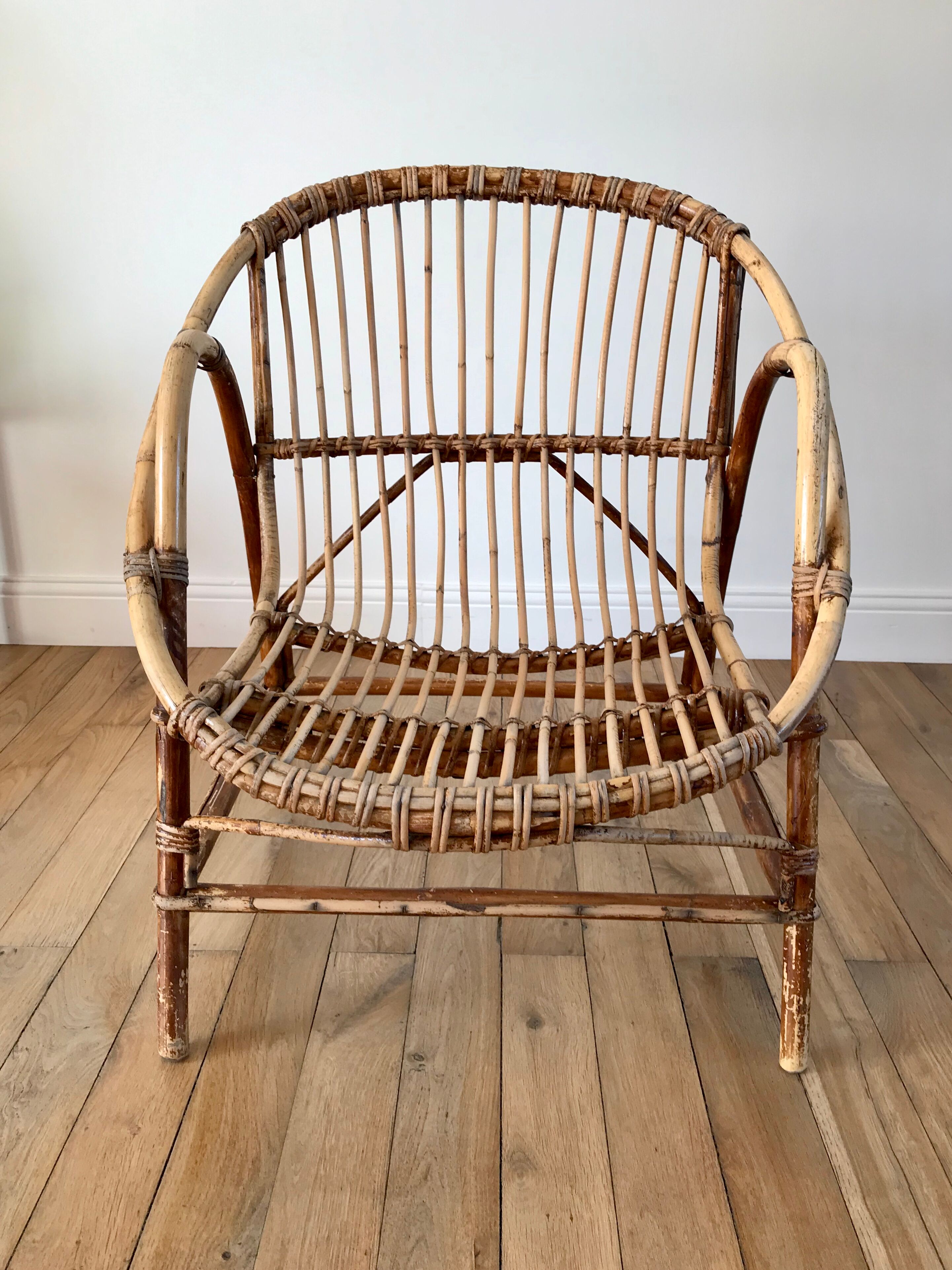 Rattan &  bamboo shell armchair 60/70