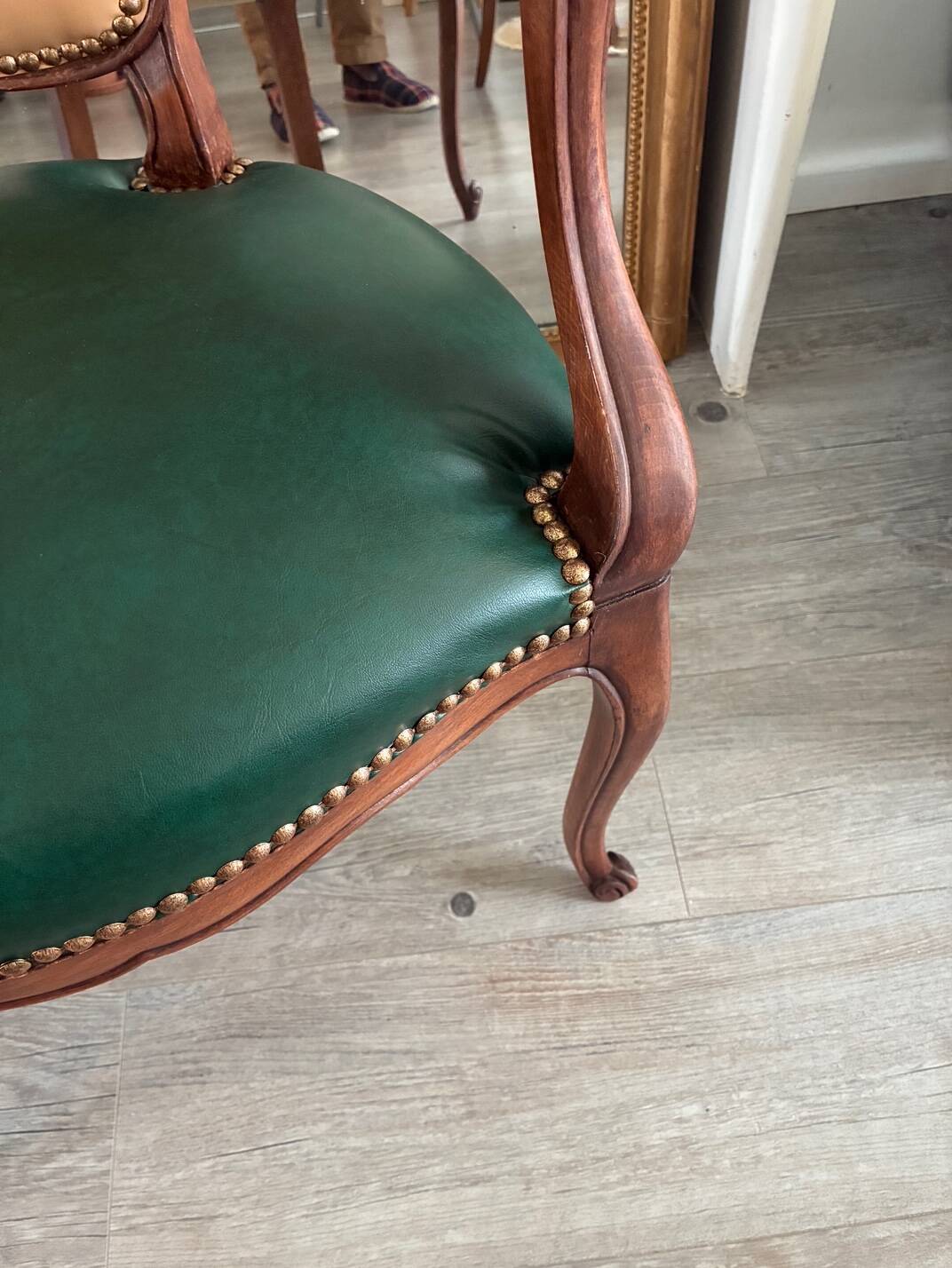 Pair of newly upholstered cabriolet armchairs