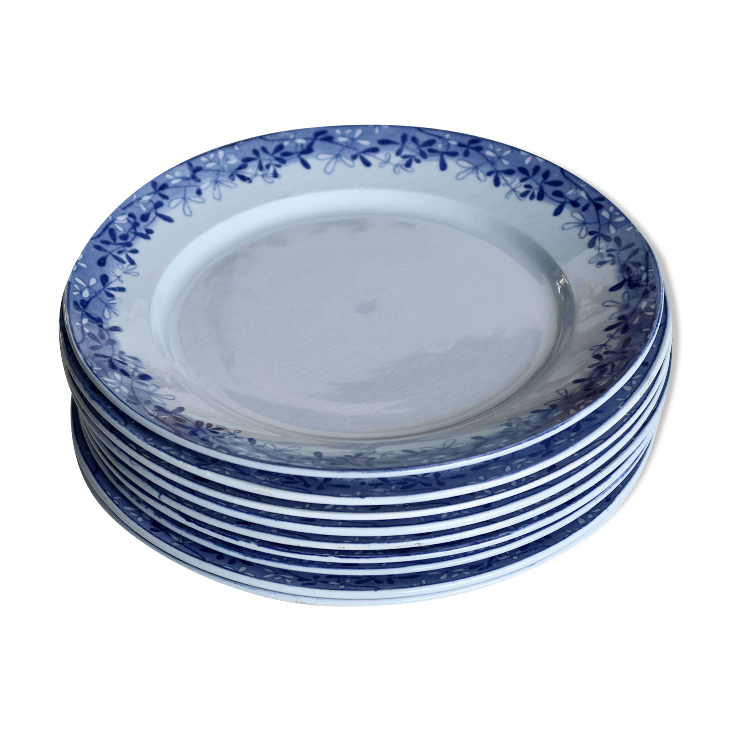 10 antique U&C Sarreguemines dinner plates - Mimosa model