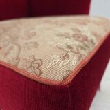 1970s, Danish armchair, red furniture velour, ash wood.