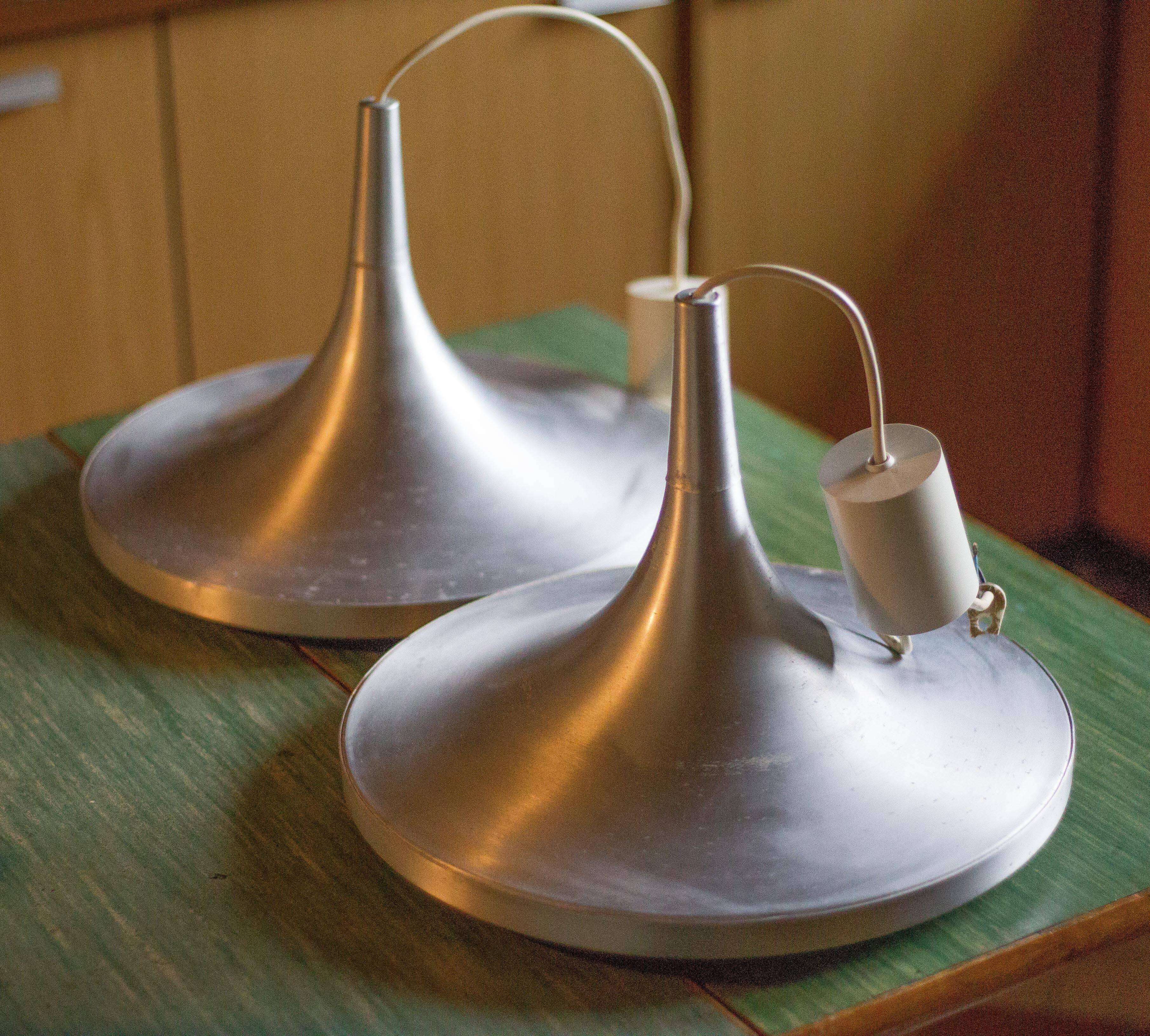 Space Age aluminum suspension, saucer suspension, vintage ceiling lamp, ceiling lamp