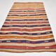 Cream Blue Striped Pattern Vintage Kilim Rug, 162x267Cm