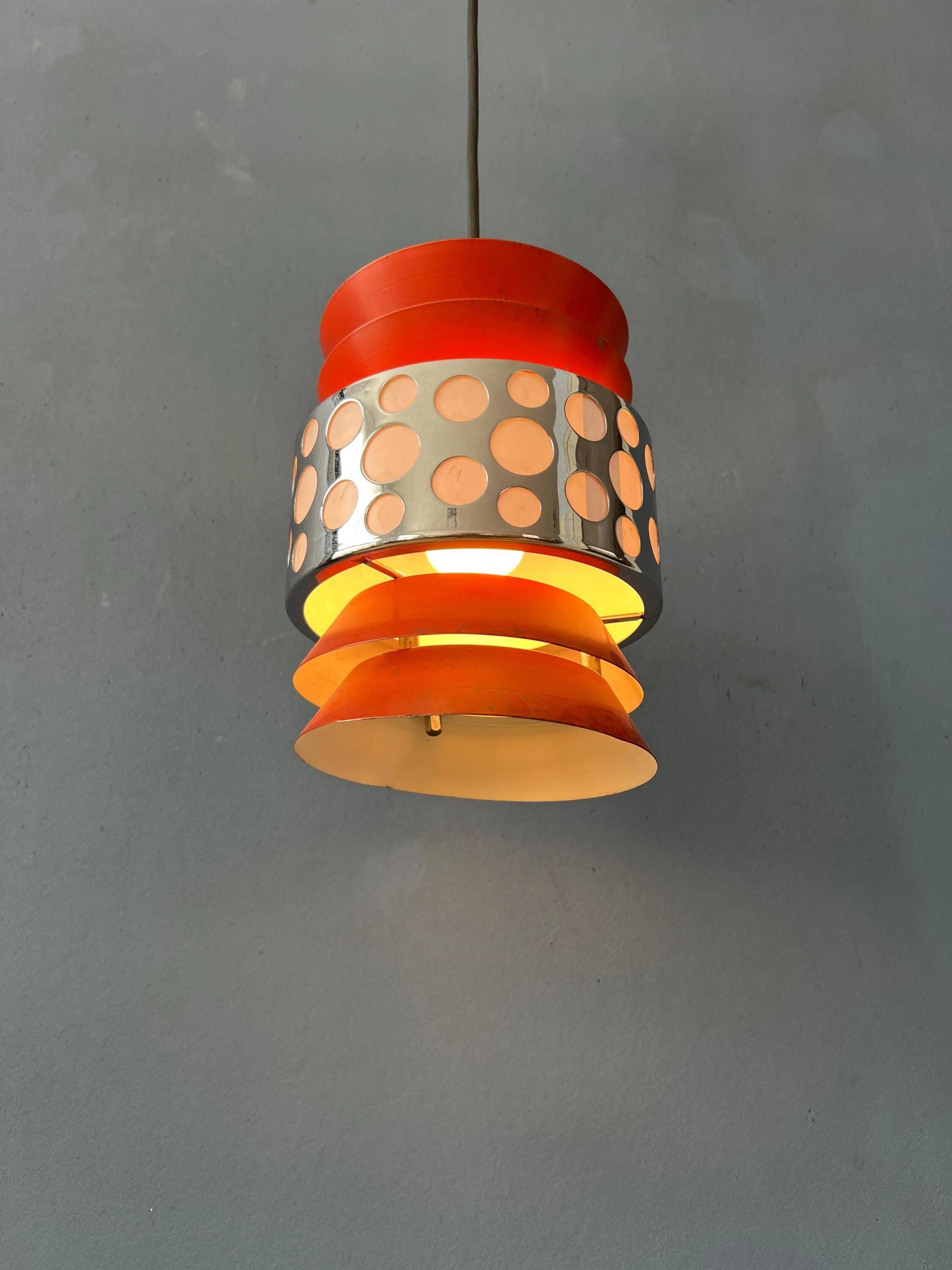 Vintage orange suspension lamp in the Massive Belgium style, Space Age.