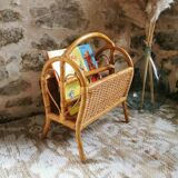 Vintage rattan magazine rack