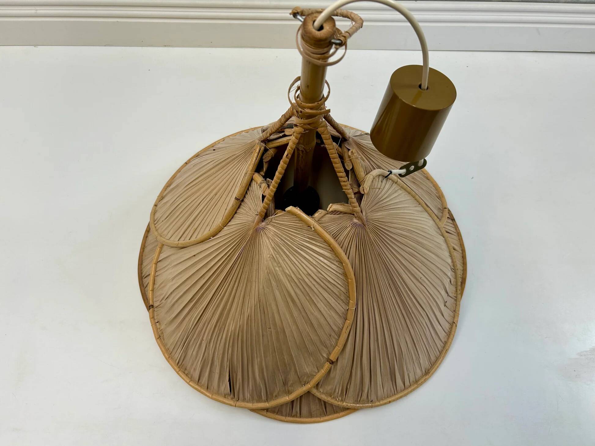 Mid-century modern Uchiwa style bamboo suspension