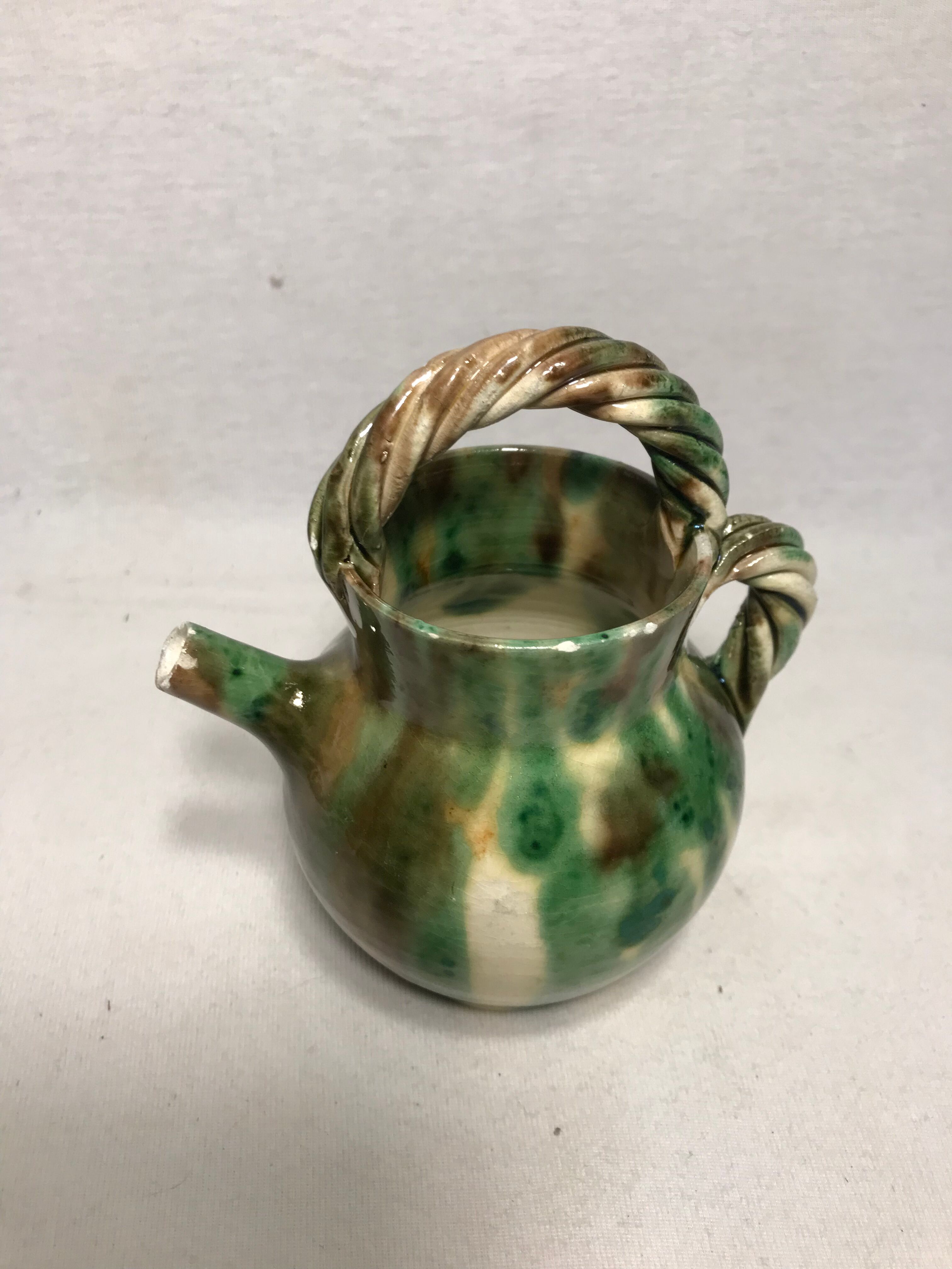 Former small vallauris green ceramic pitcher