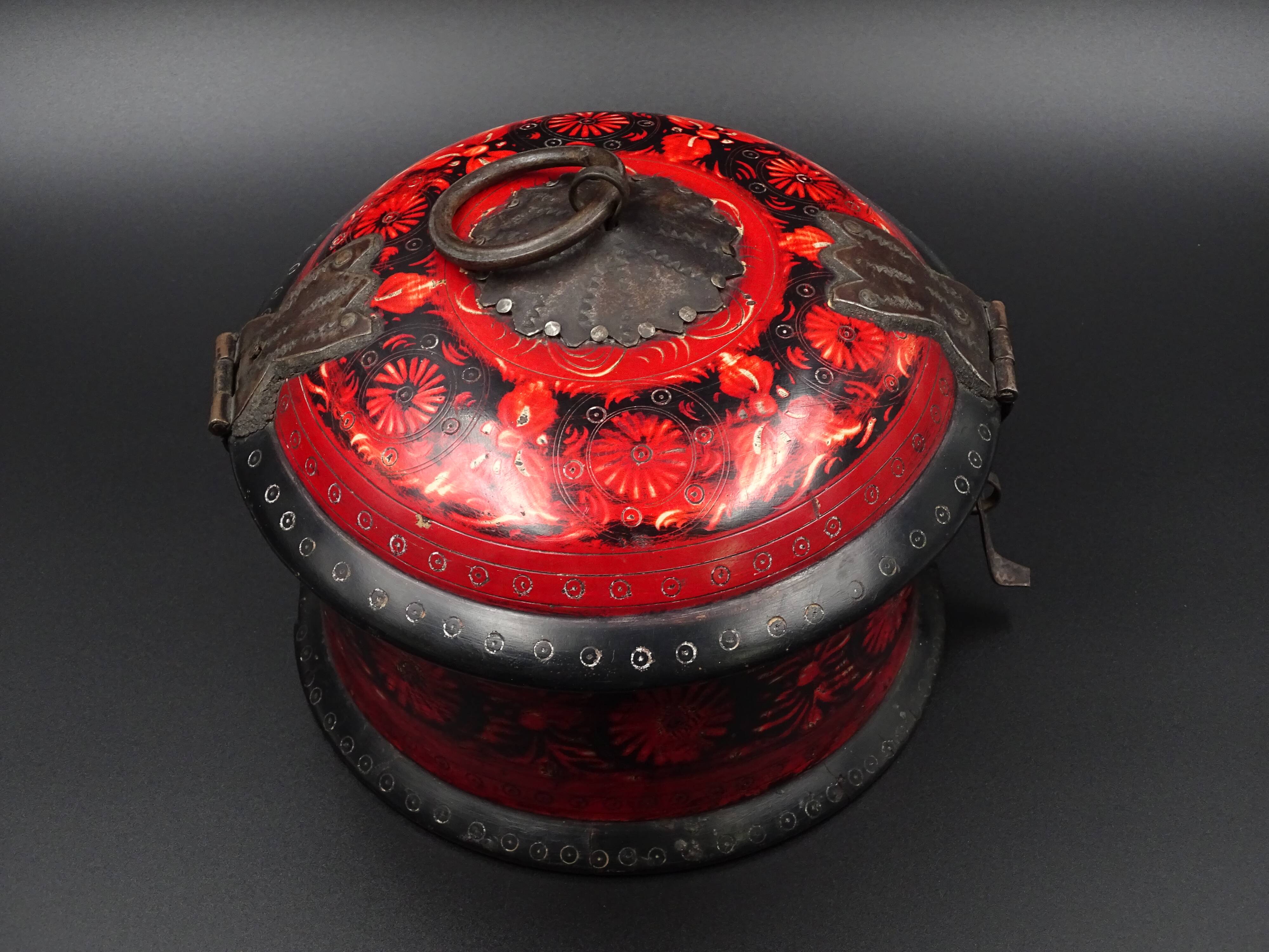 Wooden chapati box and fittings from India