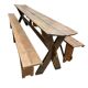 Table XL vintage en bois / Table de jardin avec bancs intégrés