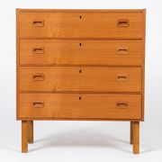 Vintage Scandinavian teak chest of drawers with 4 drawers, Denmark 1970s.