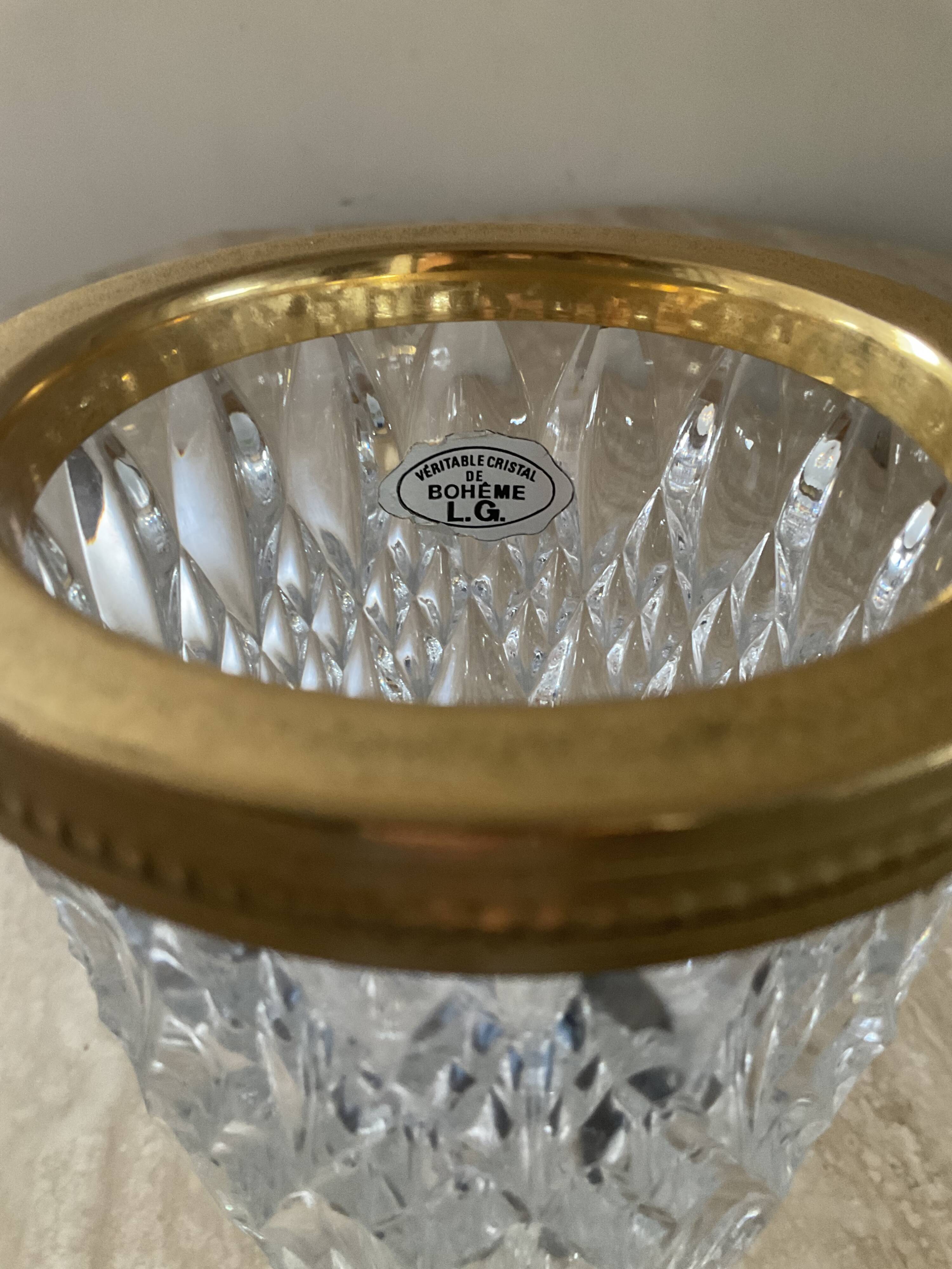 Vintage vase in chiseled Bohemian crystal from the 70s