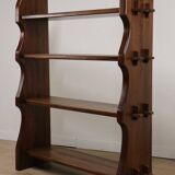 Vintage brutalist solid wood shelf, 1950s