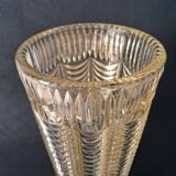 Large Art Deco Style Clear Pressed Glass Vase