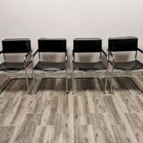 Mid-century chromed leather chairs