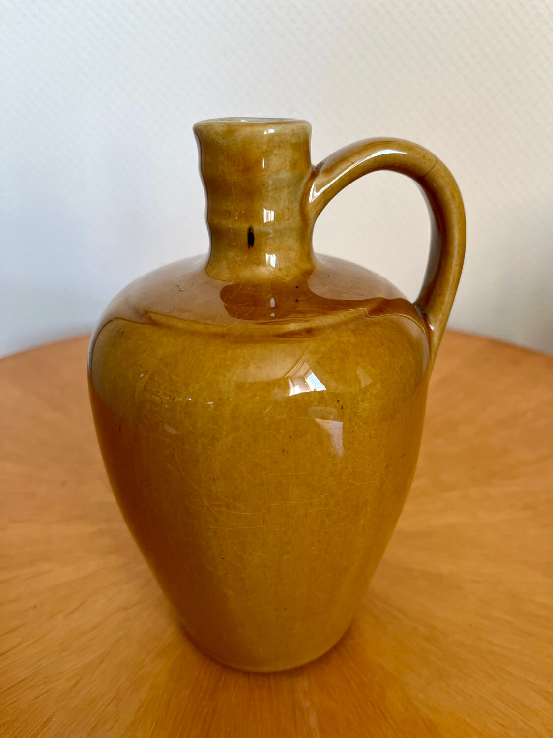 Vintage beige ceramic pitcher jug bottle