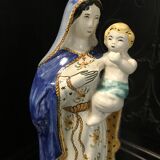Virgin and child in earthenware of quimper early twentieth century