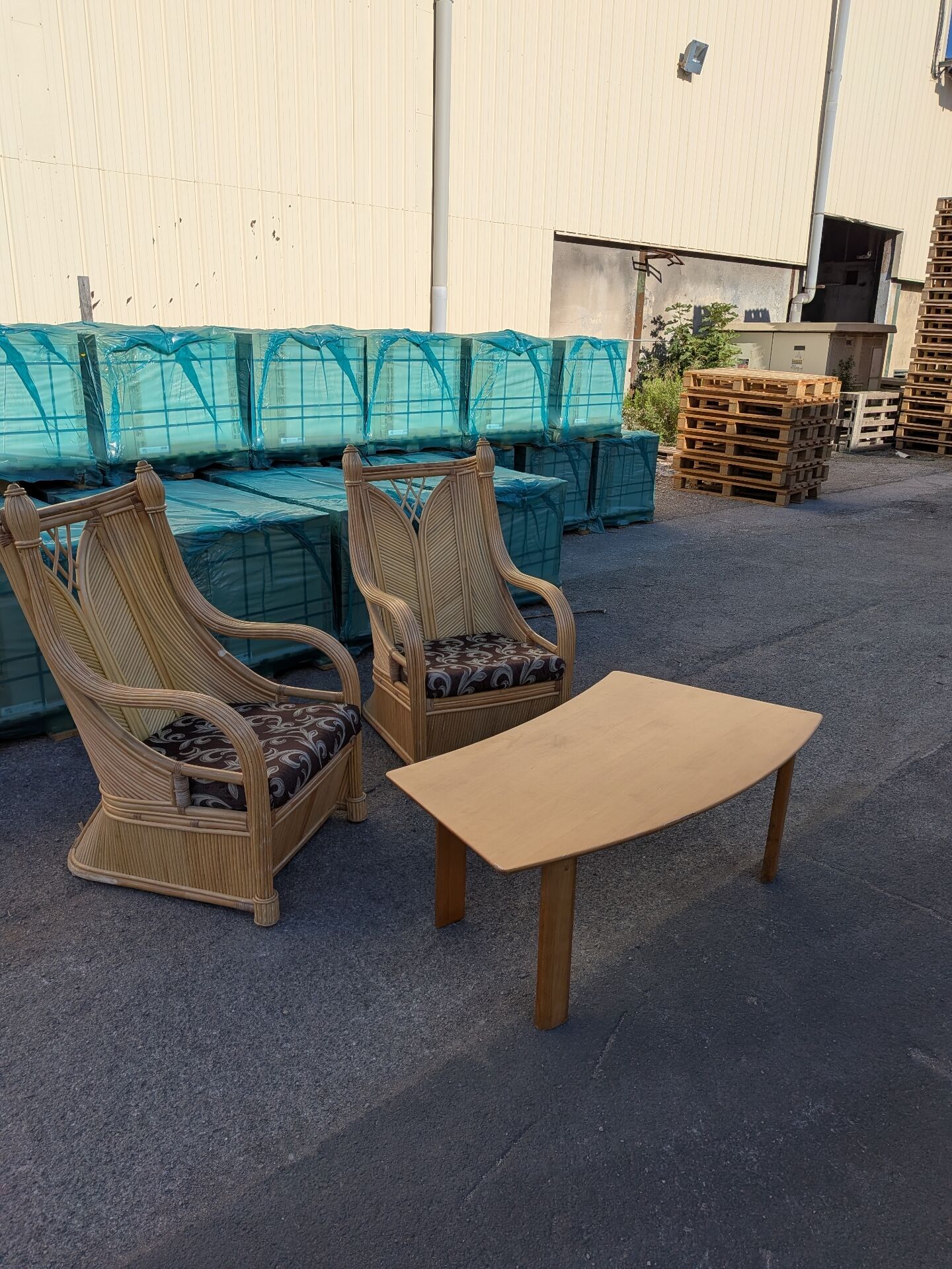 Pair of rattan armchairs