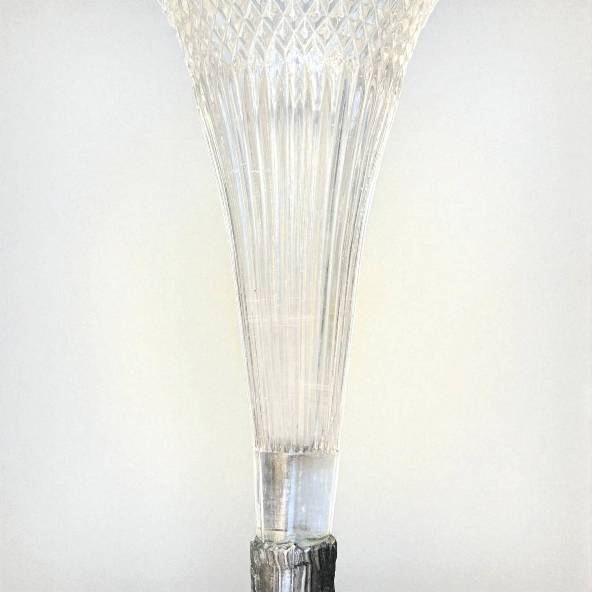 Art Nouveau glass and metal cornet vase with floral motif