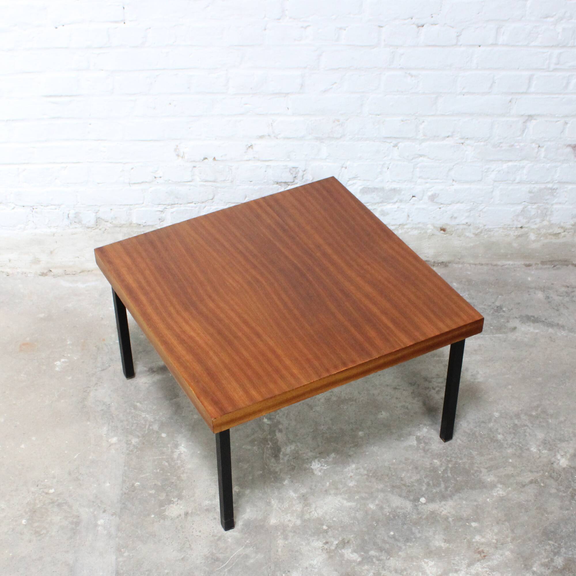 Vintage mahogany living room table by Pierre Guariche for Meurop 1960s
