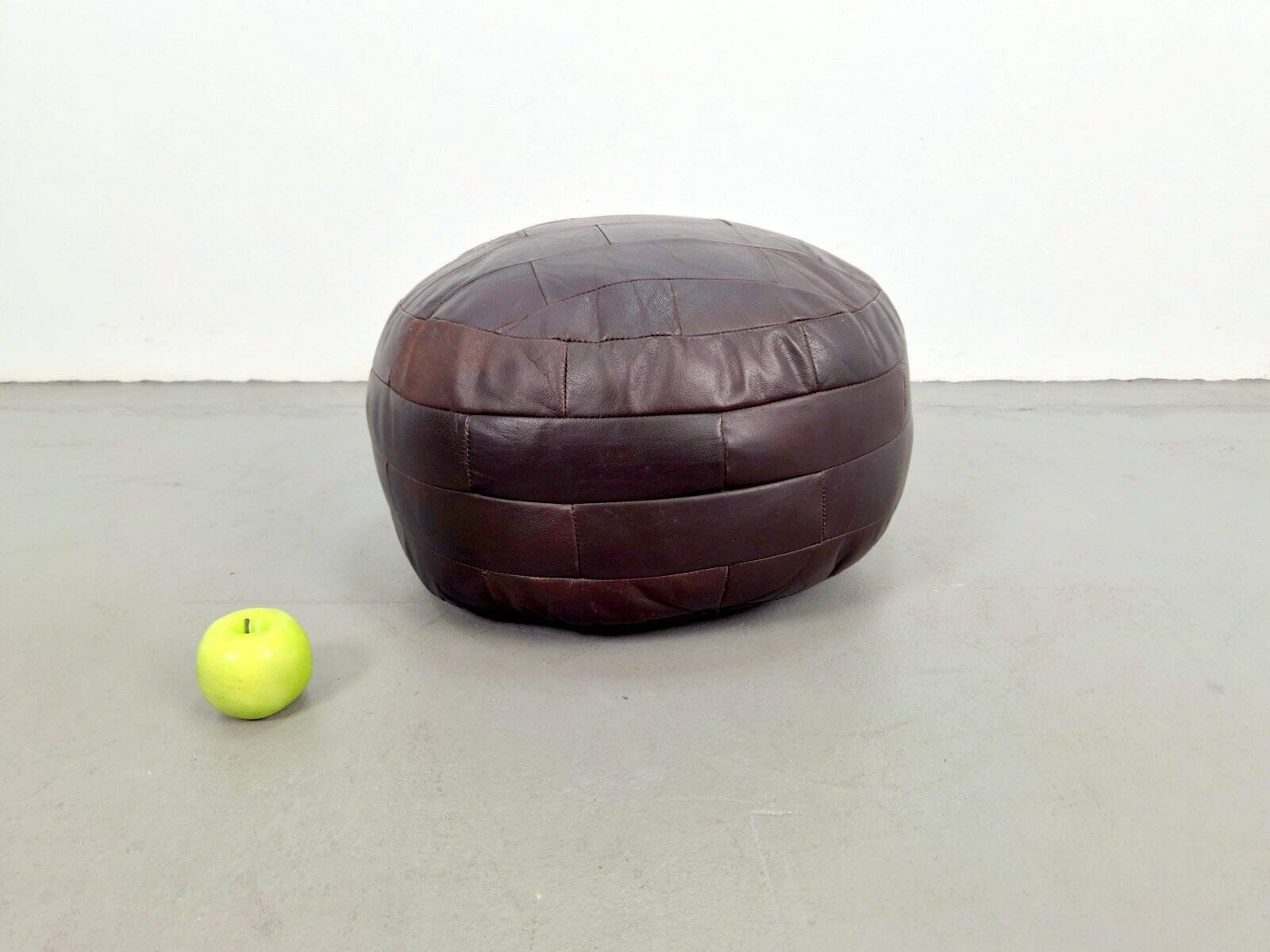 Vintage French Patchwork Leather Ottoman, 1960s