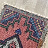 Small rug, Turkish vintage rug, Hand knotted rug,Mini door mat rug 48x85 Cm