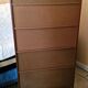 Vintage: Wooden display cabinet with 5 shelves, 4 metal legs.