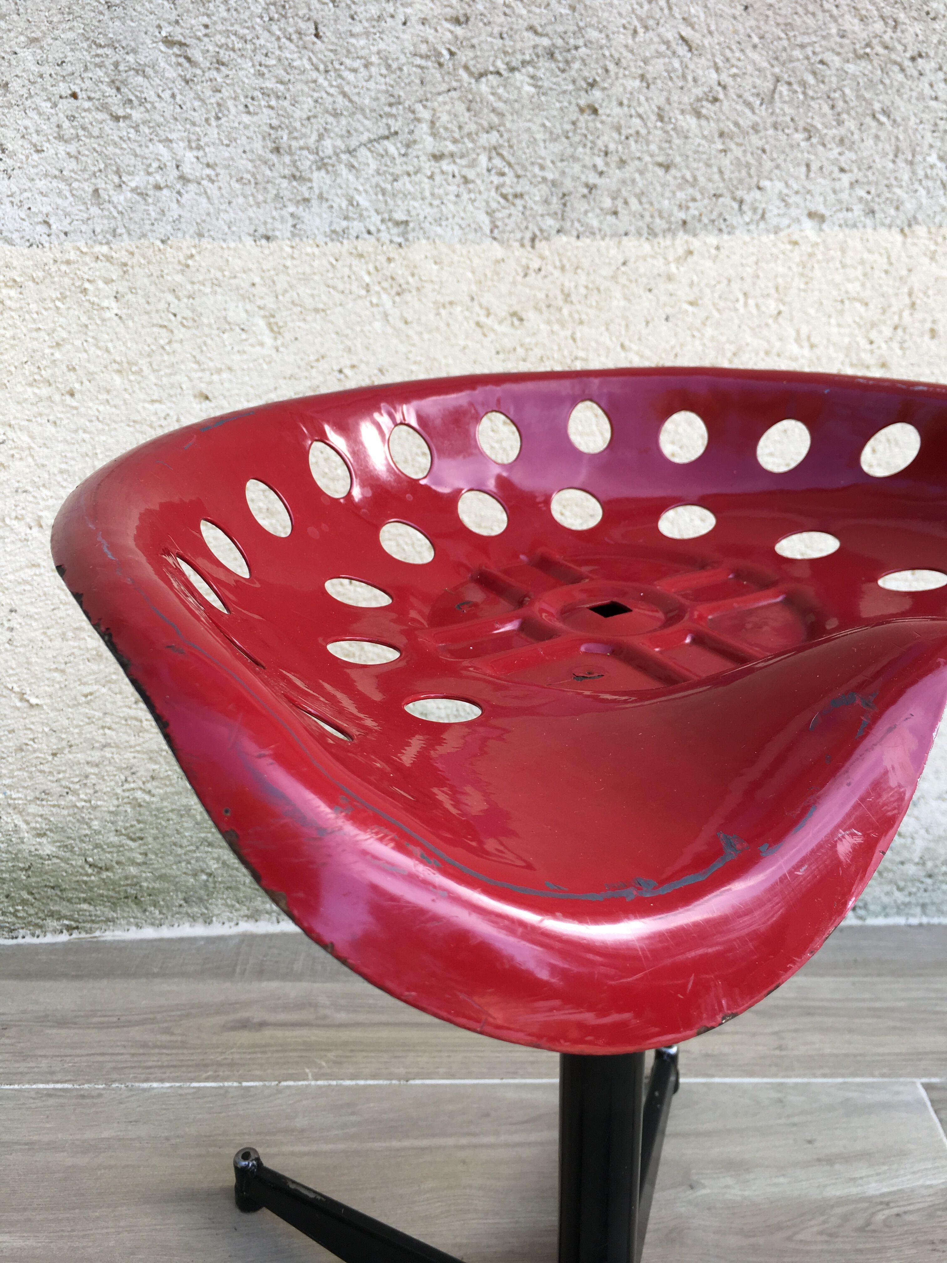 Vintage high stool sitting tractor