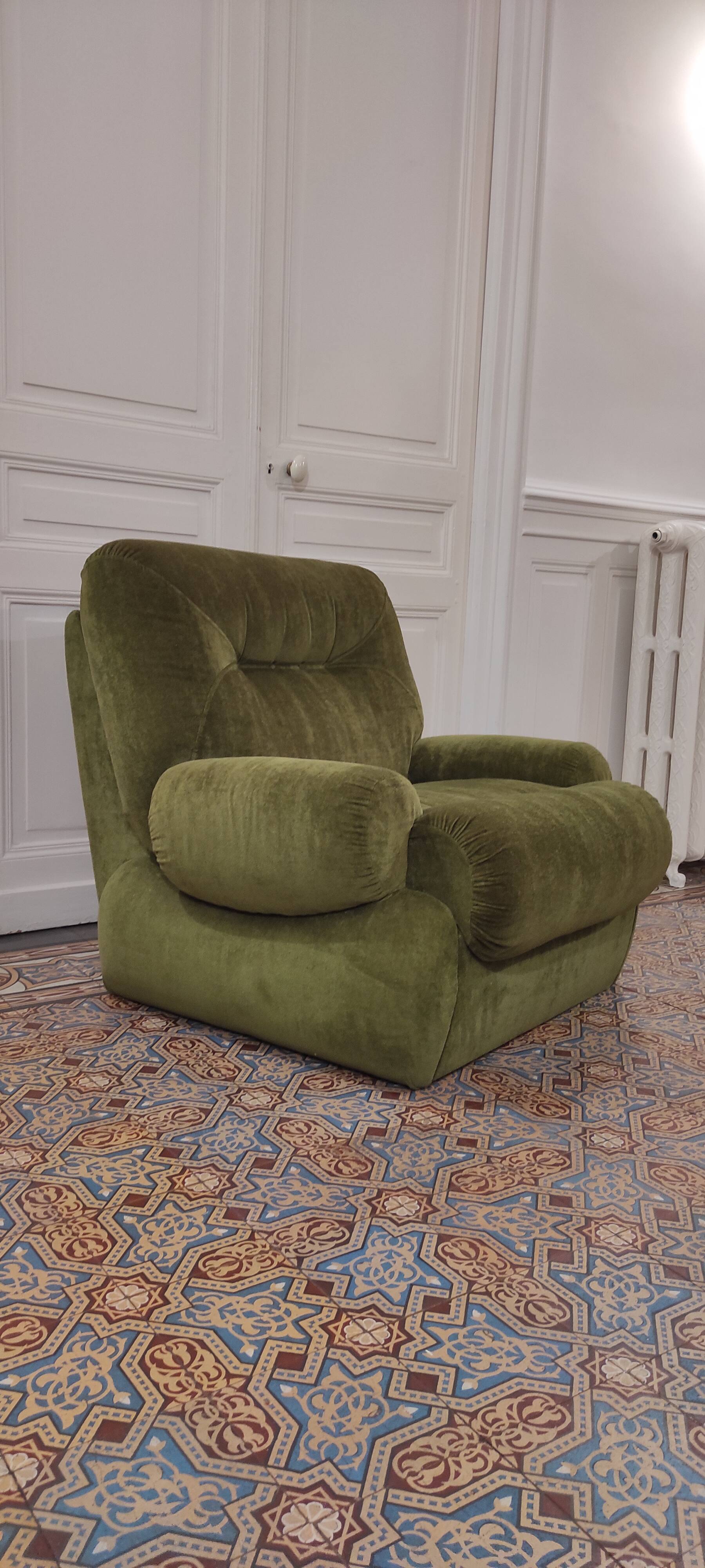 Fauteuil vintage en velours