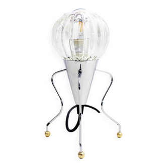 Lampe fusée en verre et métal chromé