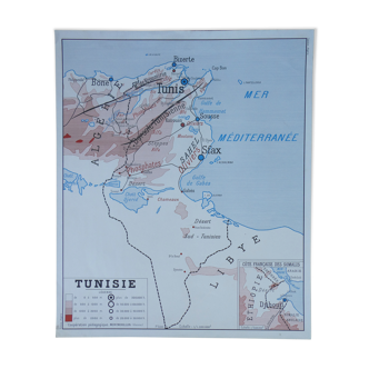 Ancienne affiche-carte scolaire Rossignol année 50 Tunisie, Algérie