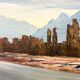 Painting “River in the Alps”, Oil on cardboard.