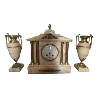 Marble clock 2 cassolettes art deco