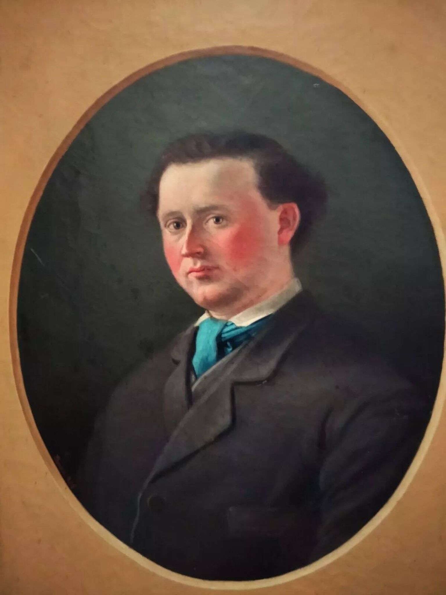 19th Century French Gentleman Oil Portrait Painting