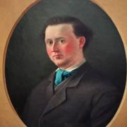 19th Century French Gentleman Oil Portrait Painting
