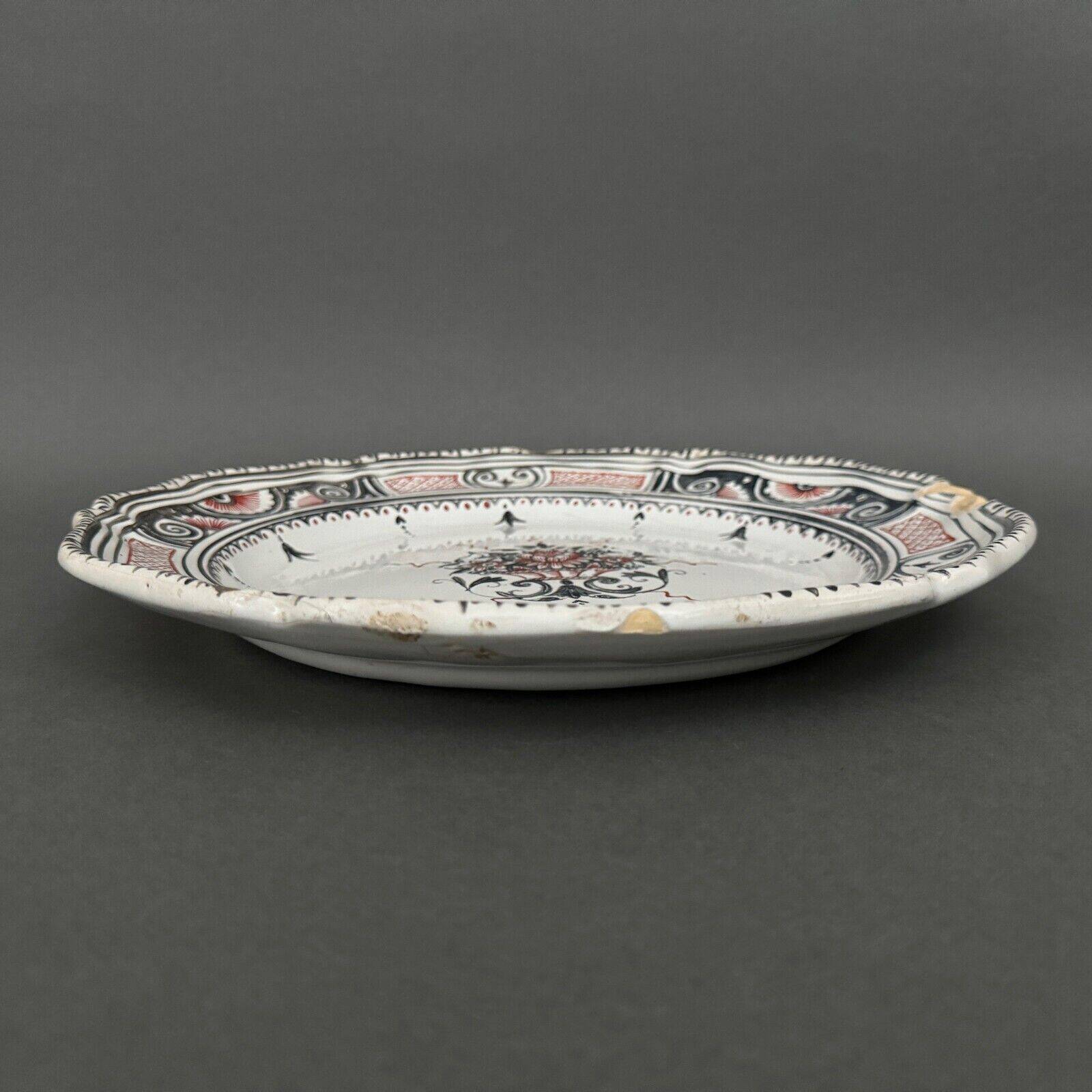 Large Rouen dish, 19th century, floral decoration