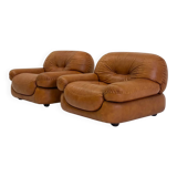 Cognac brown leather Sapporo armchair for Mobil Girgi