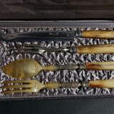 Carving Set + Salad Server Horn and Stainless Steel