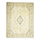 Tapis de zone vintage turc Oushak fait main en laine et coton beige des années 1970 303x390