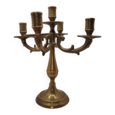 Vintage brass chandelier candelabra with 4 pivoting branches in classic style.