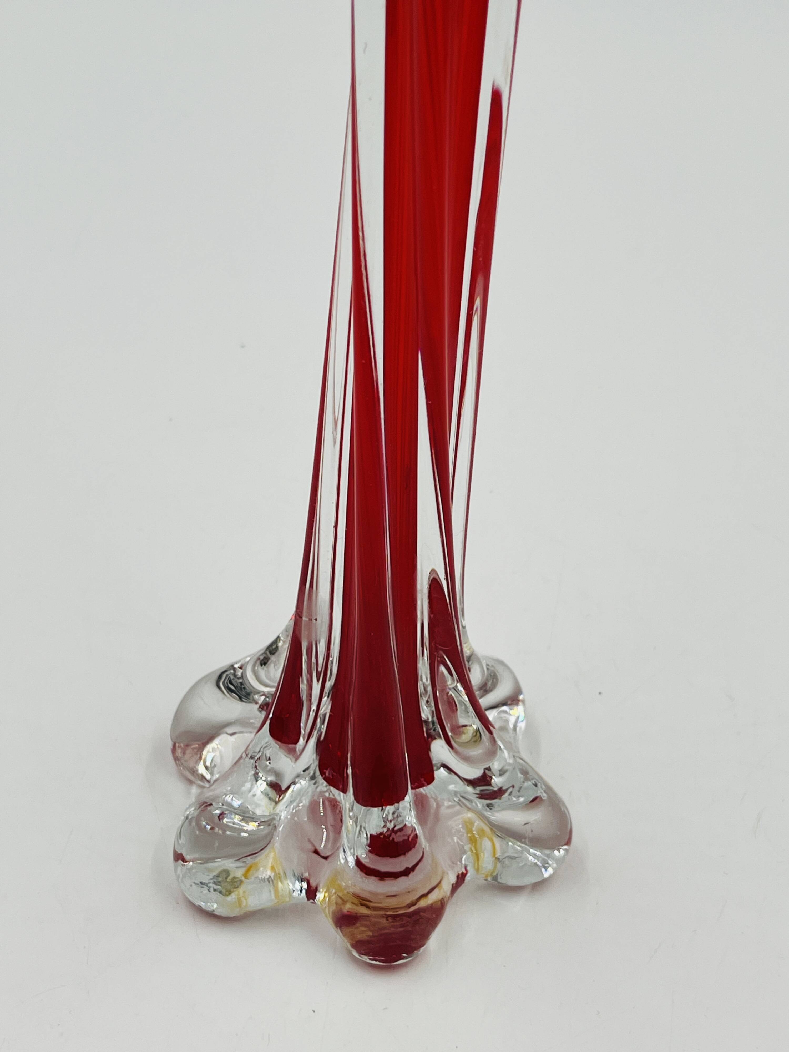 Red submerged Murano glass soliflore vase
