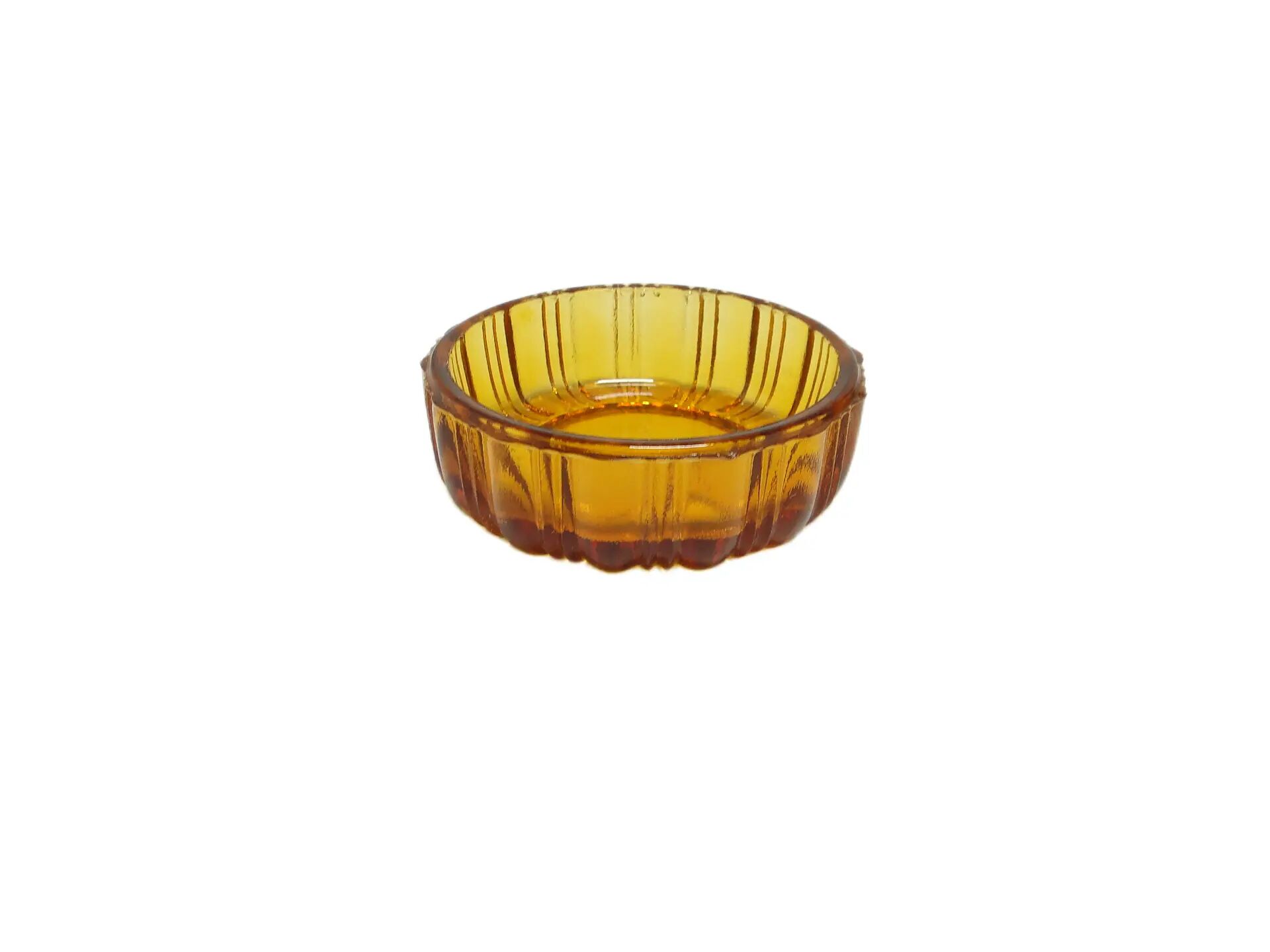 Art Deco salt cellar, orange glass, Ząbkowice, Poland, 1930s.