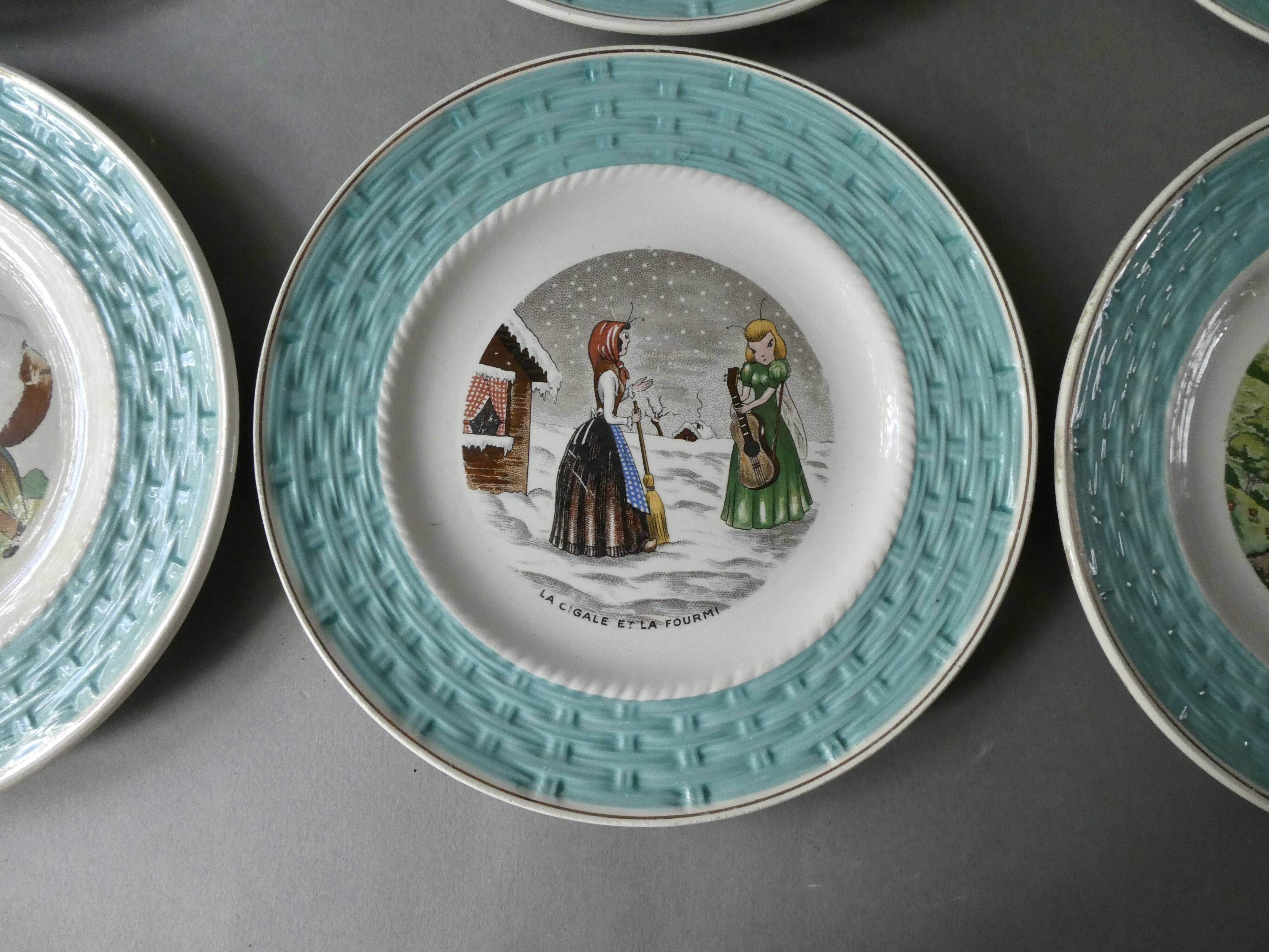 6 plates the fables of La Fontaine