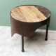 Industrial coffee table in steel and patinated wood