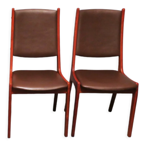 Paire de chaises de salle - danoises teck cuir