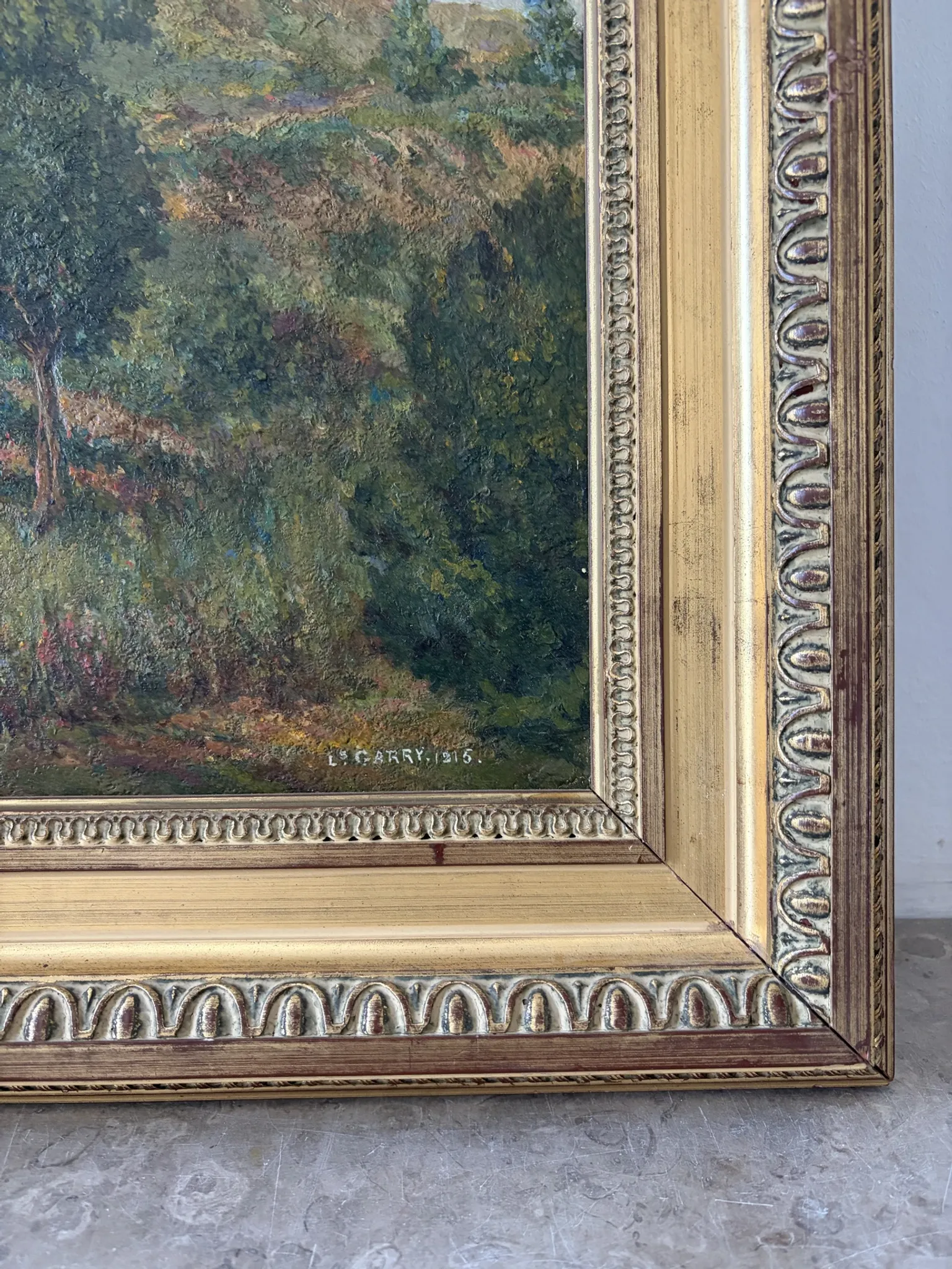 French landscape, oil on canvas signed Louis Garry 1915