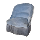 Fauteuil crapaud en velours bleu